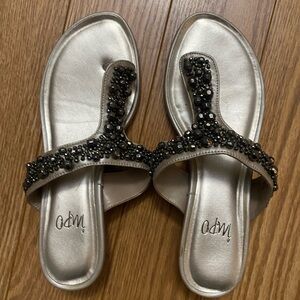 Women's Silver Beaded Sandals